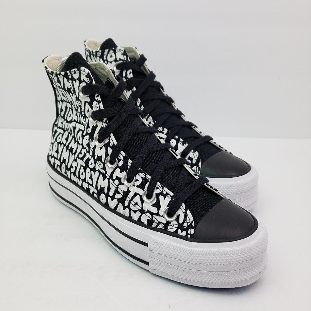 Converse CTAS Double Stack Lift Hi Womens Size 5 Black My Story Platform Sneaker